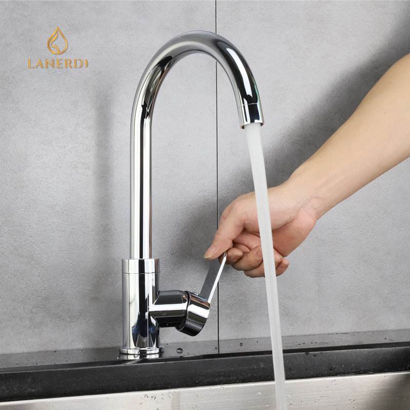 ACS chinese single lever kitchen faucets gooseneck kitchen faucet brushed nickel griferia de lavamano