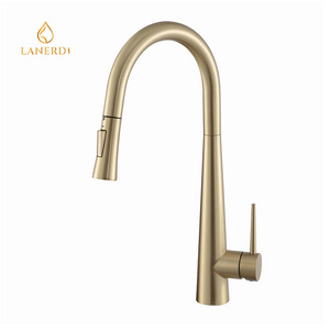 Modern The United States gold upc nsf 61 9 pull down pullout retractable spray gold golden kitchen sink faucet