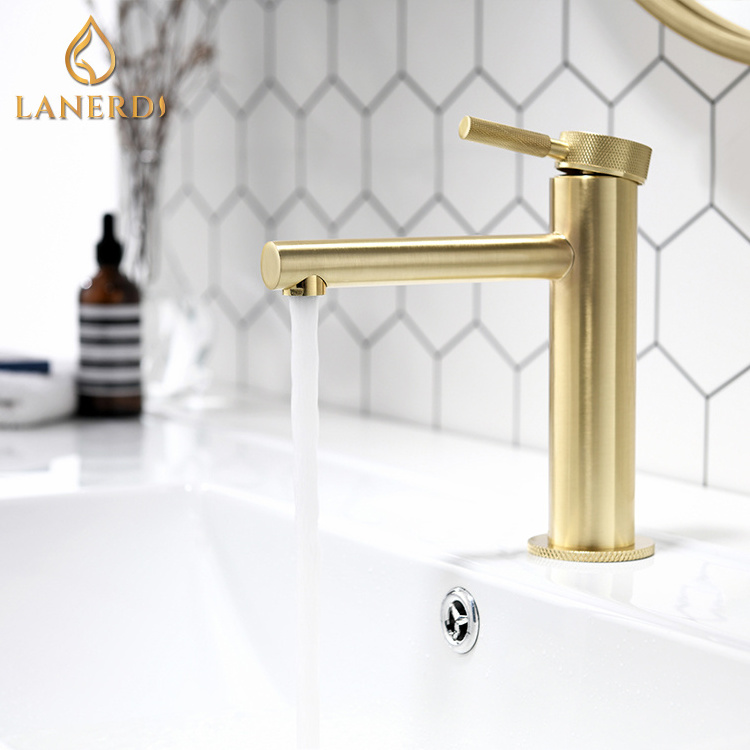 American Basin vintage Upc Gold Single Hole Unlacquered Brass Bathroom Tap Taps Mixer Faucets Fixtures Griferia Dorada