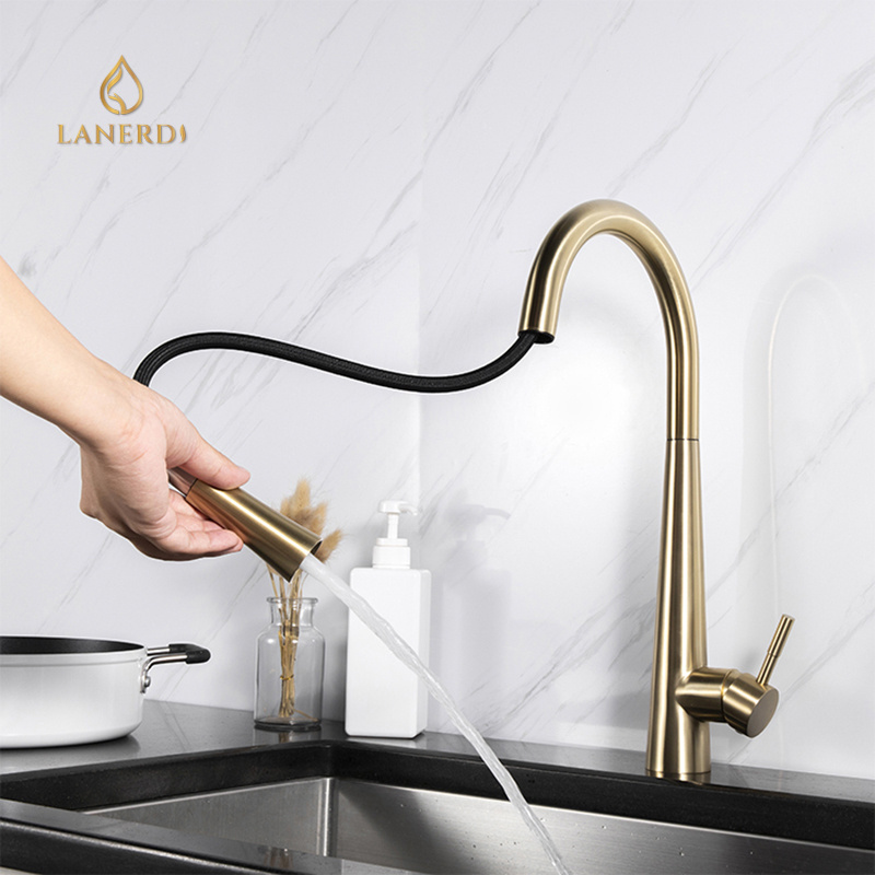 Smart UPC High Arc Flow Motion Sensor Pull Down Touch Activated Gold Kitchen Sink Faucet Tap Taps Mixer high arc griferia