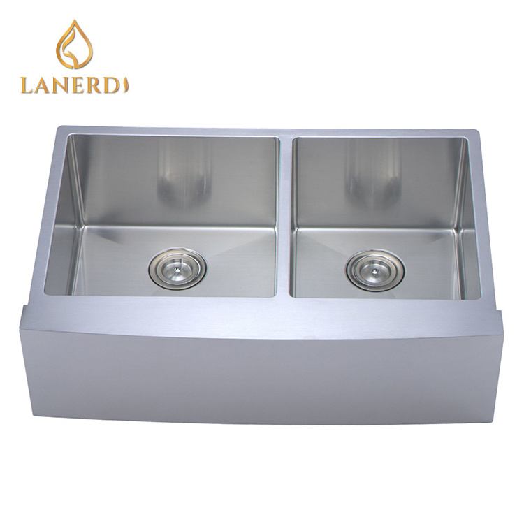 Modern Handmade Double Bowl Corner Brushed Under Mount Sinks Wholesale Big Kitchen Stainless Steel Square Kitchen Sink 2 B Cupc