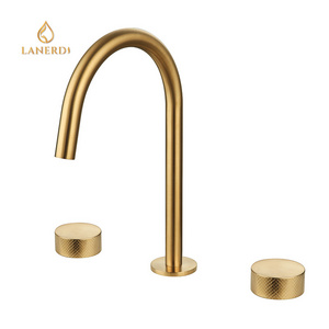 Modern UPC cUPC certified 3 holes hole 8'' widespread vessel sink dual handle gold plated bathroom basin faucet