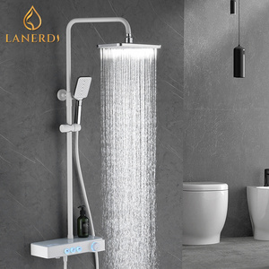 Kaiping Faucet LED Digital Display White Bathroom Bath Tub And Shower Column Mixer Set System griferia de ducha douche