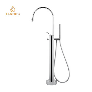 New Product Roman Tub Filler Chrome Dripping Bathtub Brass Bathroom Free Standing Tap Faucet Shower Attachment