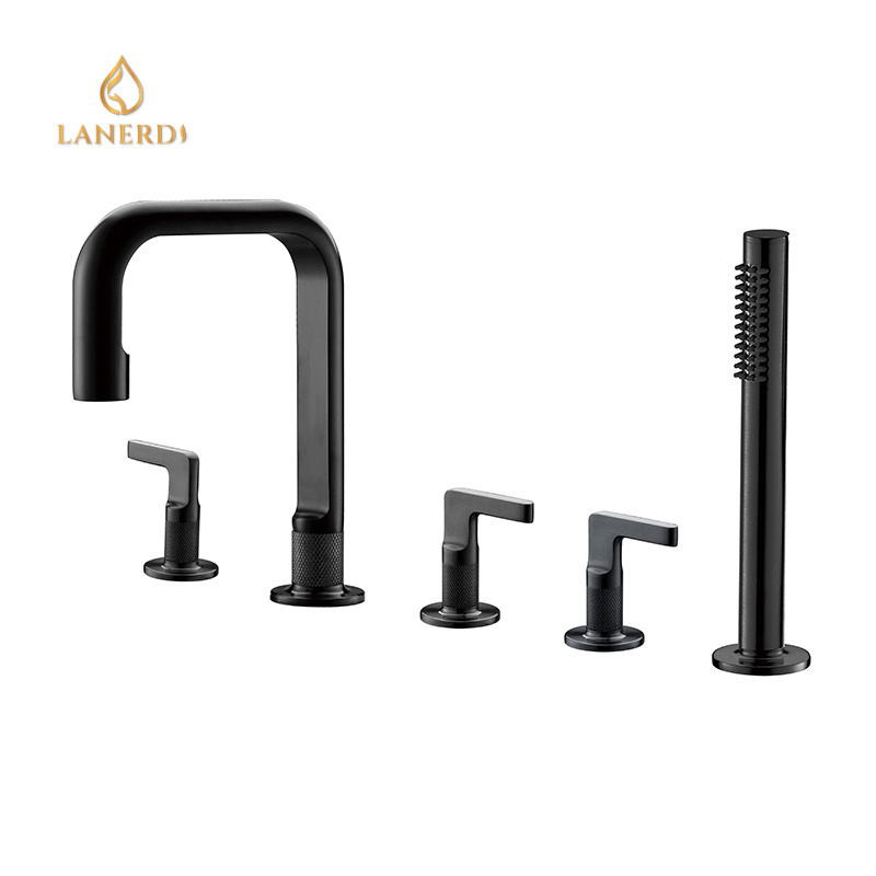 Lanerdi UPC Brass Chrome Finish Deck Mount  Bathtub Faucet with Hand Shower