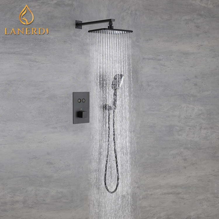 Brushed Gold Wall Mounted Concealed Thermostatic Temperature Water  Shower Faucets Taps Musluk fixtures