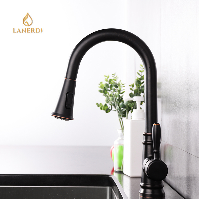 Concise Style Flexible Hose Brass Kitchen Sink Faucet Taps Tap Mixer ORB Oil Rubbed Bronze Ancient Classical Old Fashion Modern