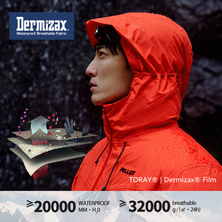 PELLIOT Toray Ski Wear Dermizax Waterproof Jacket Fabric Outdoor Oem Winter Power 95% Goose Down 20000mm 1000filling Stand Thick