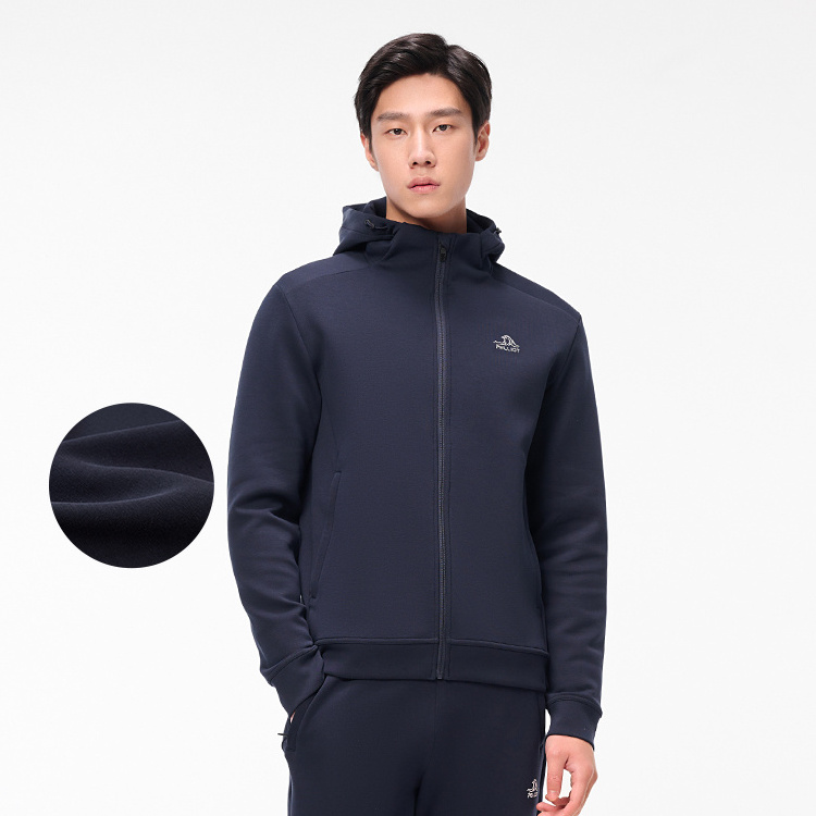 outdoor Pelliot Sweat Jacket Men breathable sports high elastic fleece cotton full-zip hooded sweater jacket