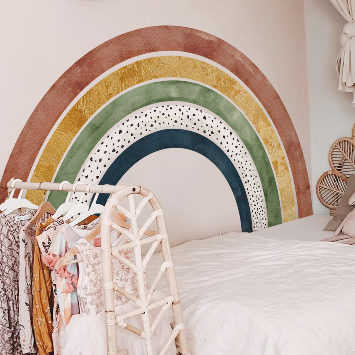 Boho Rainbow Wall Decal Peel and Stick Rainbow Wall Stickers Large