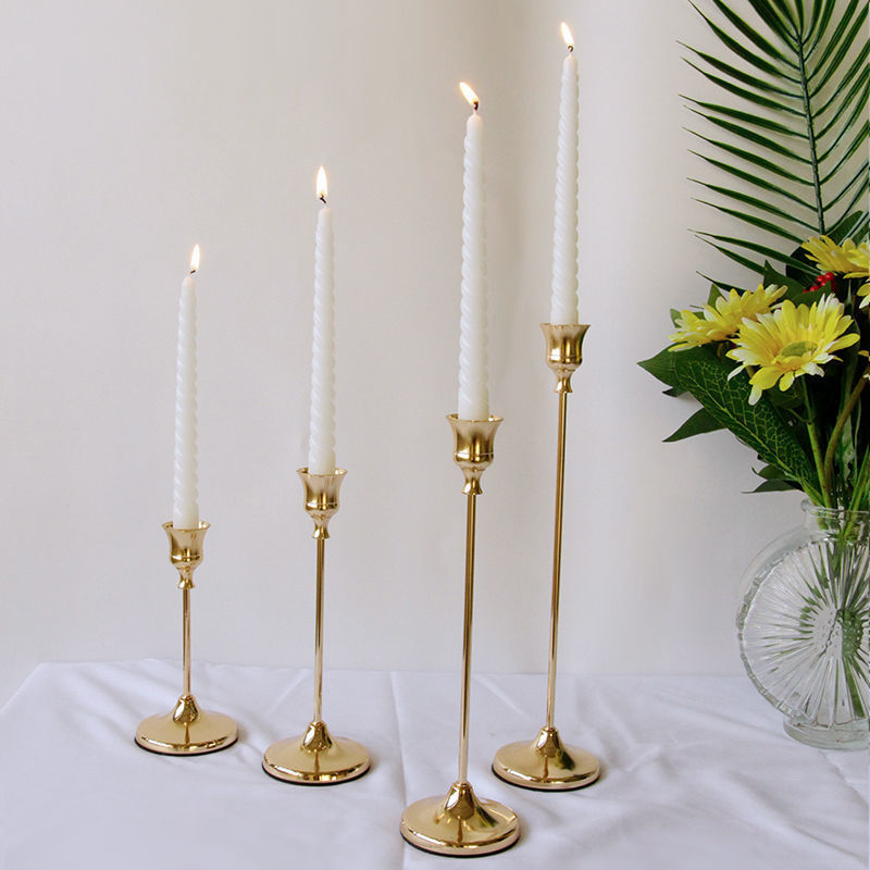 Nordic brass gold candlestick holder matte black taper candle holder set