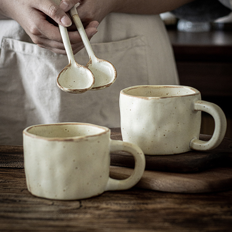 Vintage Japanese handmade ceramic mug simple coffee cups