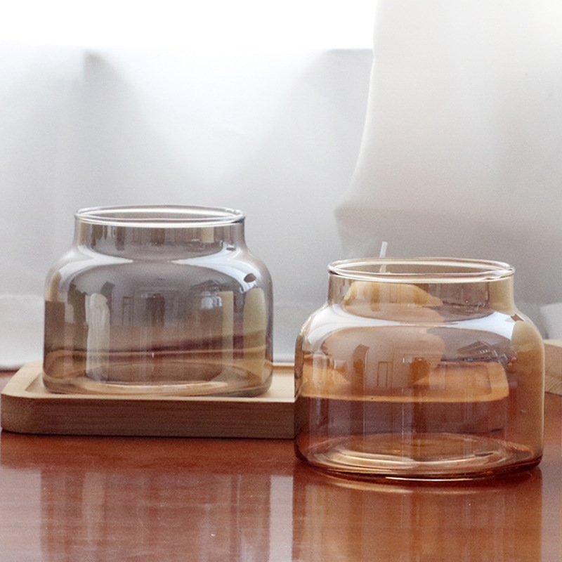 clear embossed glass cylinder votive candle vessels nordic transparent crystal glass candle jar with gold rim