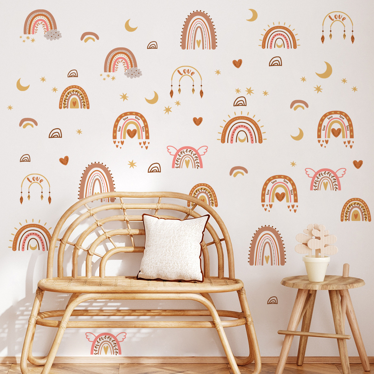 Boho rainbow wall sticker living room children's  bedroom background wall decal decoration wall sticker