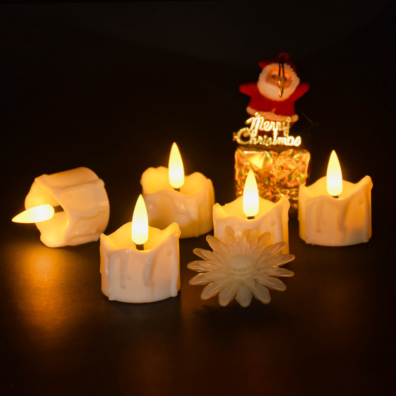 Flickering Electric Votive Candles Wedding Holiday Party Dripping LED Candles Timer Tea Lights Battery Operated