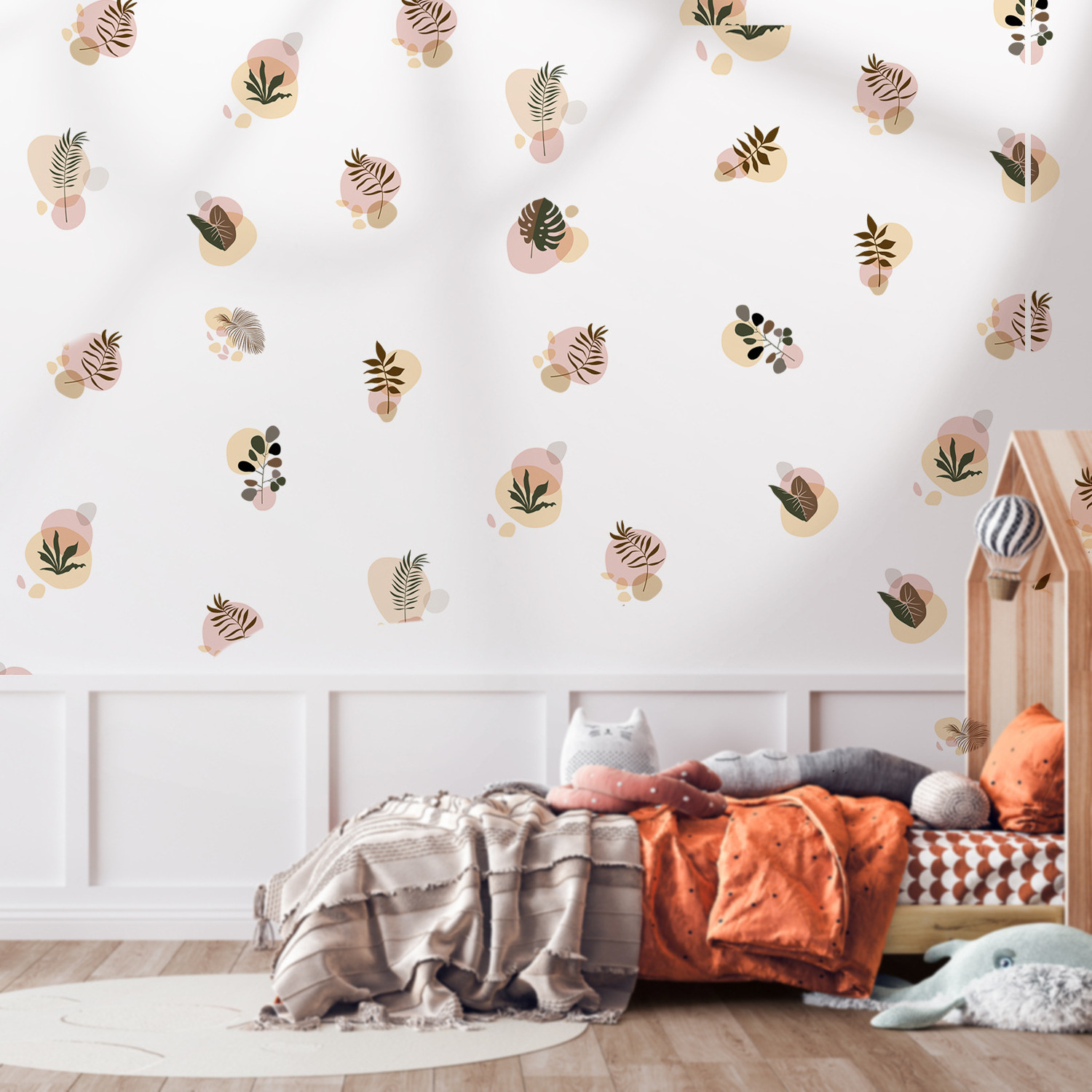 Nordic plant flower home decoration sticker background DIY self-adhesive pvc decal wall sticker