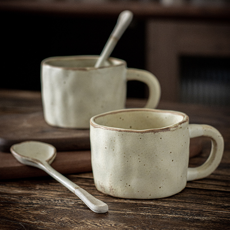 Vintage Japanese handmade ceramic mug simple coffee cups