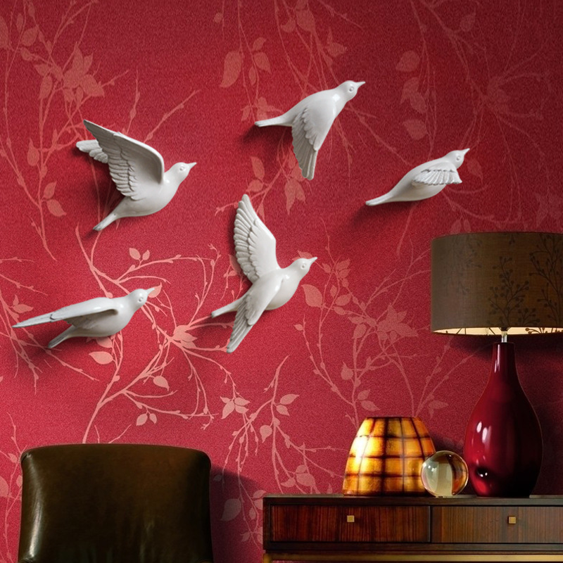 Nordic home decoration sticker background art sculpture ornament 3D flying birds dove wall decor