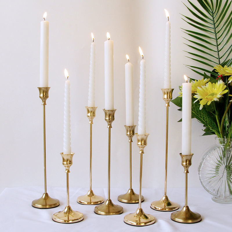 Nordic brass gold candlestick holder matte black taper candle holder set