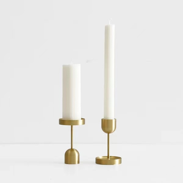 Decorative taper candle stand modern luxury brass gold metal candle holder set