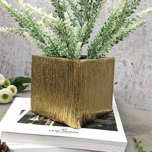 2022  nordic Square golden ceramic vase Wire drawing vases for flowers home decor vases decor