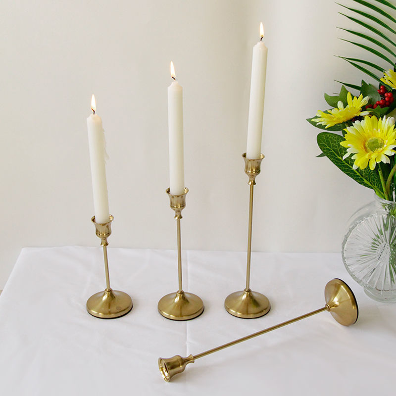 Nordic brass gold candlestick holder matte black taper candle holder set