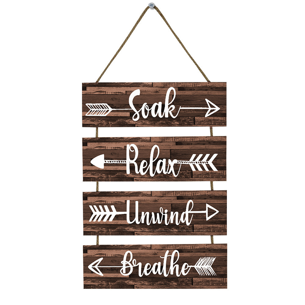 Farmhouse Bathroom Wall Decor Soak Relax Unwind Breathe Wooden Signs Rustic Wooden Plaque with Arrow