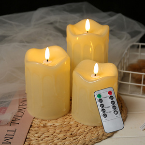 Large Size Candle Tear Wave Shaped Candles Remote Control Battery Operated Pillar LED Candle