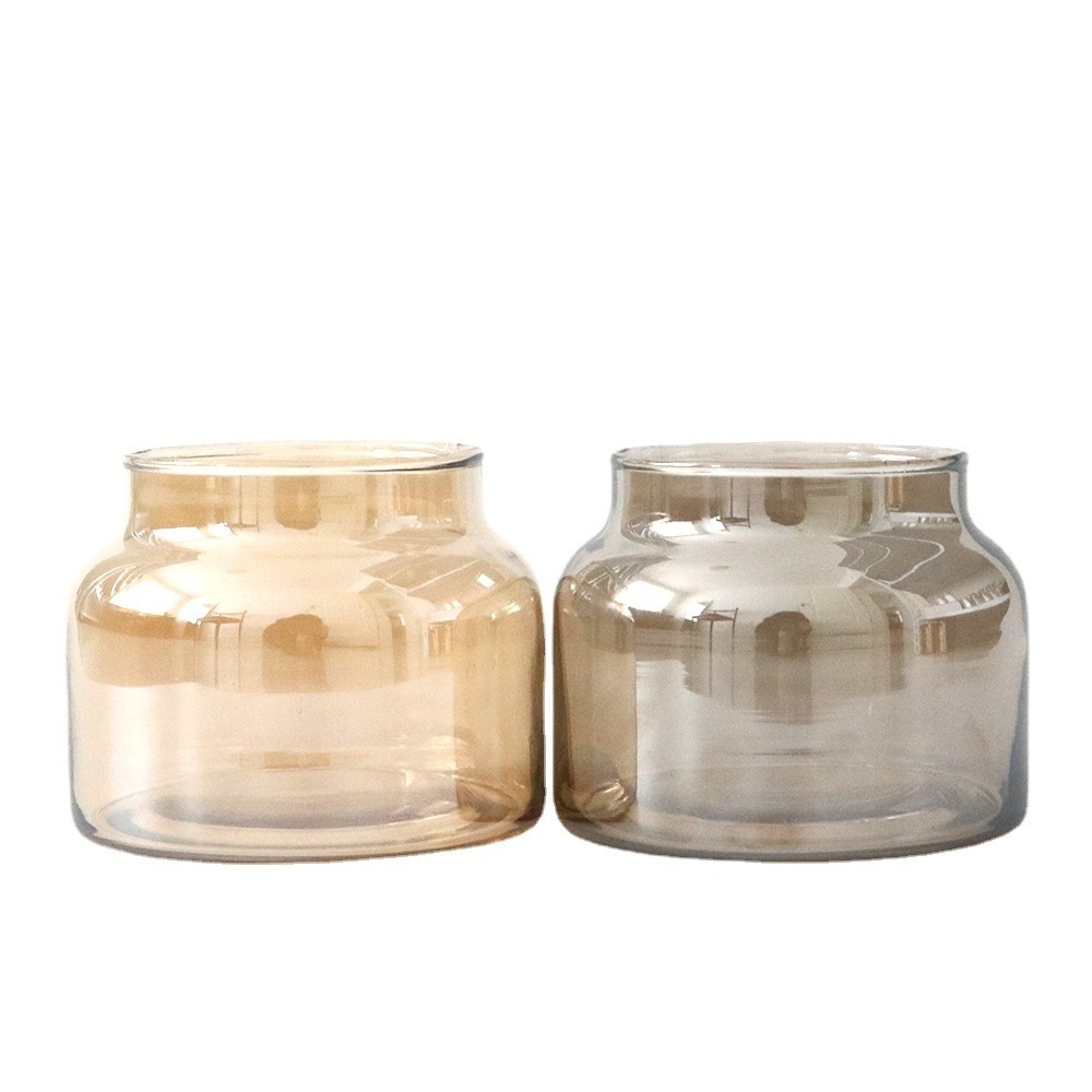 clear embossed glass cylinder votive candle vessels nordic transparent crystal glass candle jar with gold rim