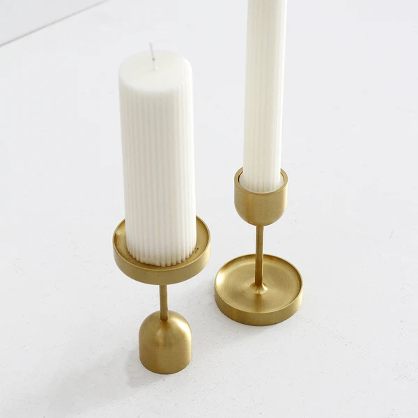 Decorative taper candle stand modern luxury brass gold metal candle holder set