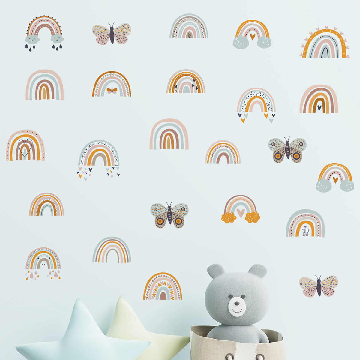 Cartoon Animal Rainbow Wall Sticker Decoration Kindergarten Children's Room Pvc Wall Decals