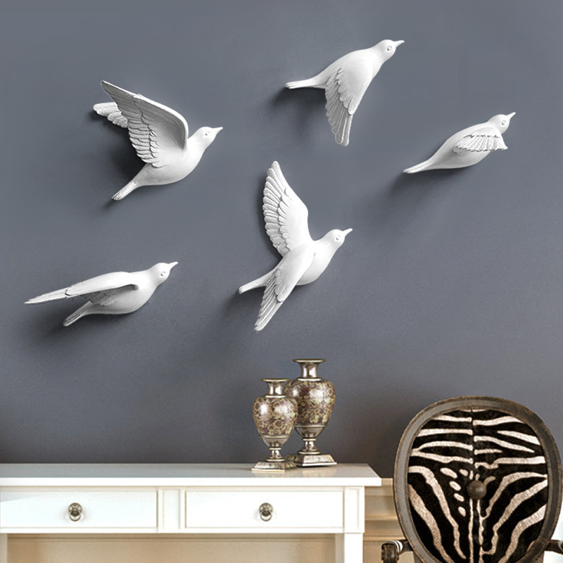 Nordic home decoration sticker background art sculpture ornament 3D flying birds dove wall decor