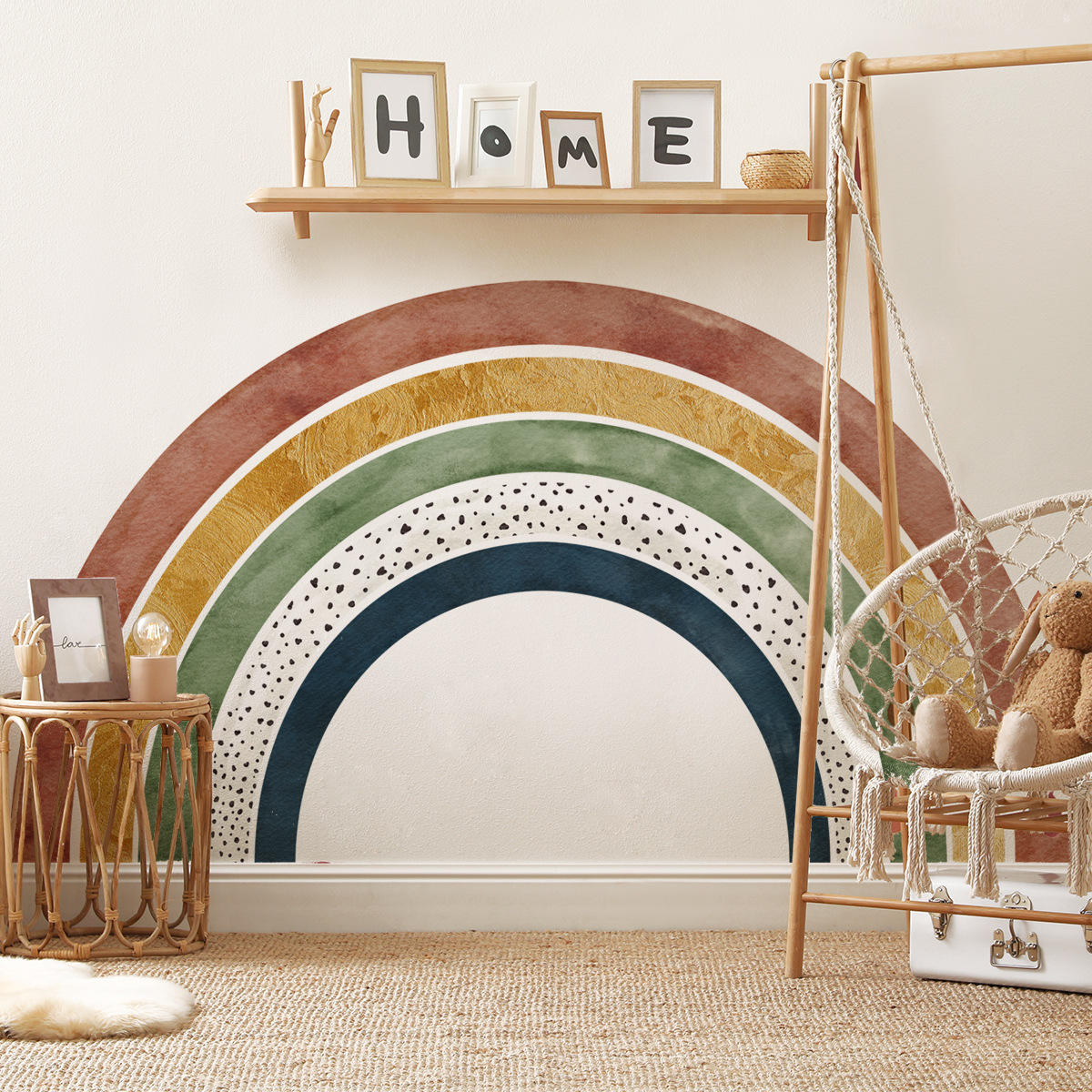 Boho Rainbow Wall Decal Peel and Stick Rainbow Wall Stickers Large