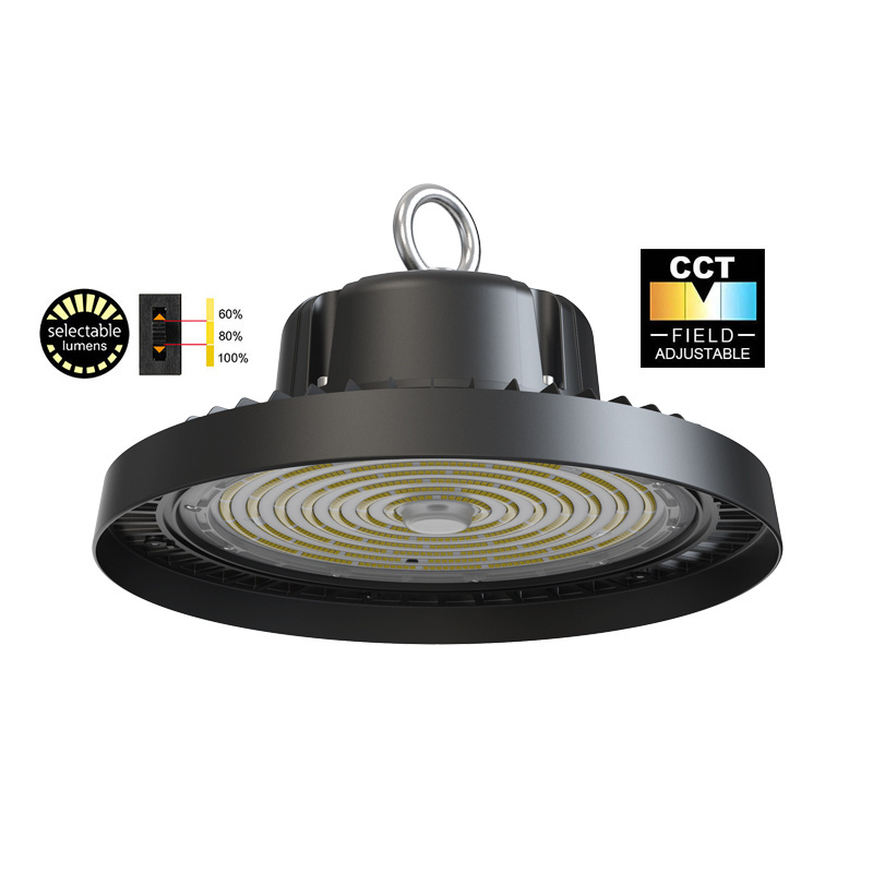 Commercial Industrial Lighting 4000K 6000K Selectable 200W IP65 1-10V Dimmable UFO Led High Bay Light