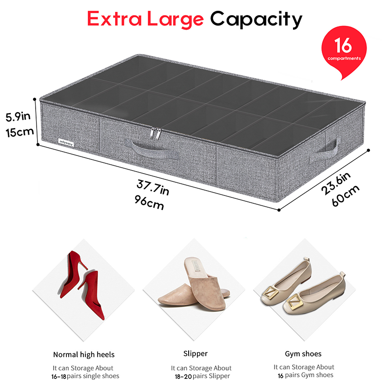 Portable Household Shoe Compartment Storage Box Collapsible 16x2 Pairs Folding Underbed Bag Organizer