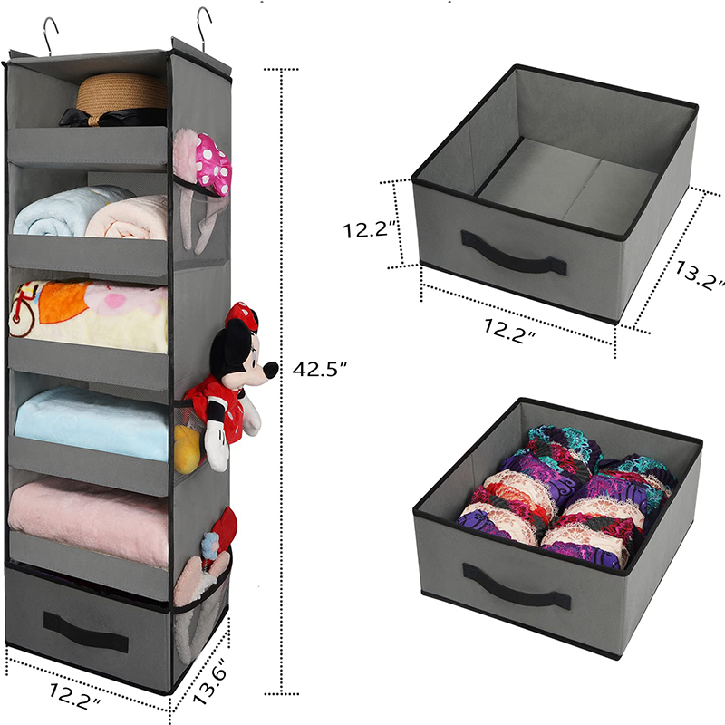 Custom Collapsible Hanging Closet Shelves Organizer and Storage Bags for Shoes Toys Baby Clothes 6 Shelf