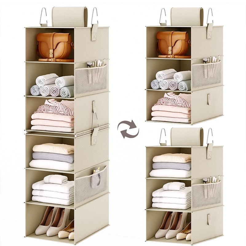 Hanging Closet Wardrobe Clothing Storage Bag Rack Holder Foldable Clothes Jeans Shirt Organizer 6 Layers