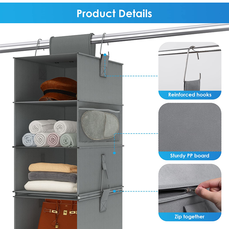 Closet Storage Organization Collapsible Fabric Organizer Folding Hanging Shelves Bags for Clothes Hats