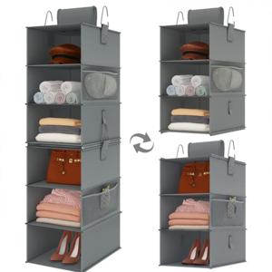 Closet Storage Organization Collapsible Fabric Organizer Folding Hanging Shelves Bags for Clothes Hats