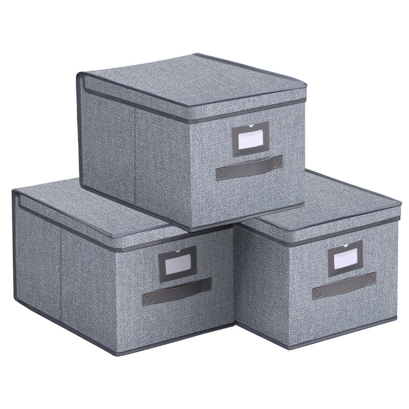 Fabric Storage Boxes With Lids Collapsible Clothing Storage Baskets Cube Storage Organizer 3 Pack