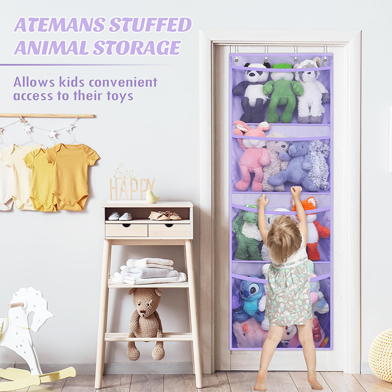 Kids Toys Storage Stuffed Animal Hanging Organizer Over the Door Toy Organizer Net Bag