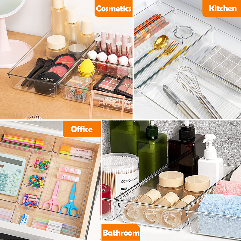 High Quality Premium Office Desk Accessories Storage Containers Makeup Organizer For Drawer 6 PCS