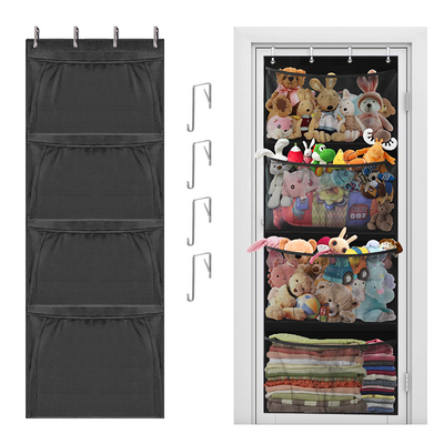 Over The Door Closet Kids Toys Storage 4 Pocket Mesh Net Stuffed Animal Hanging Organizer