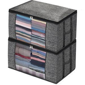 Wholesale Foldable Clothes Storage Box Bags Closet Organizers And Storage Bins With Lids 2 Pack