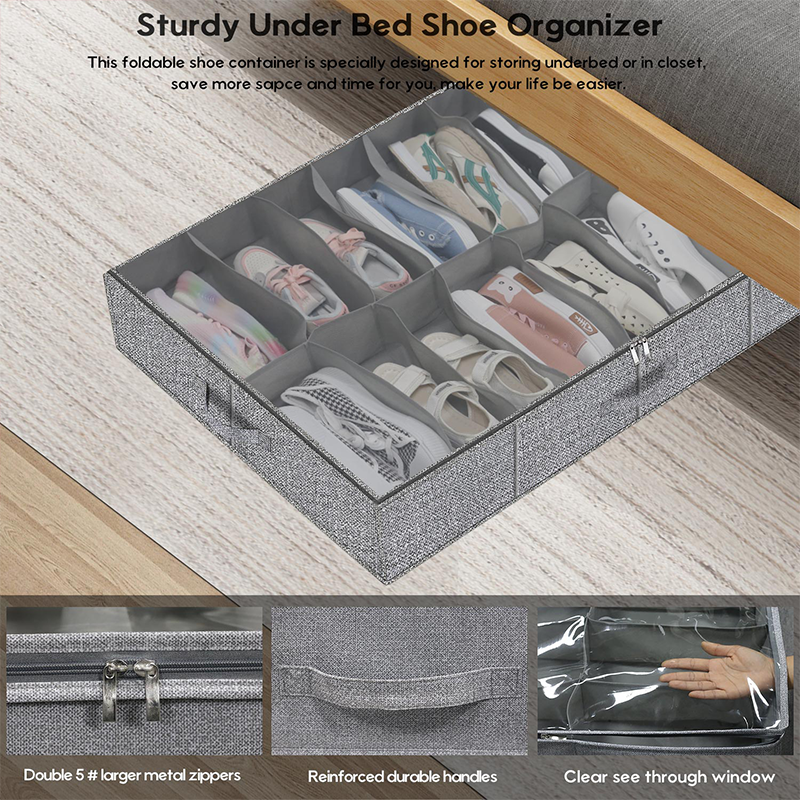 Portable Household Shoe Compartment Storage Box Collapsible 16x2 Pairs Folding Underbed Bag Organizer