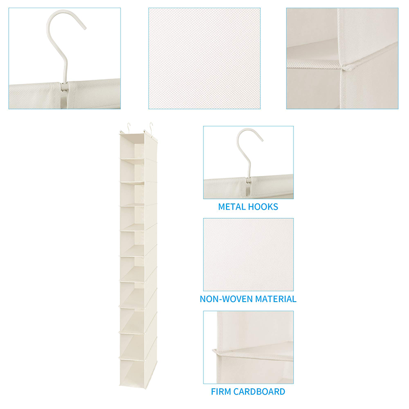 Hanging Shelves Closet Organizer Foldable Clothes Underwear Storage Box Bag for Shoes Hats Towels 10 Compartments