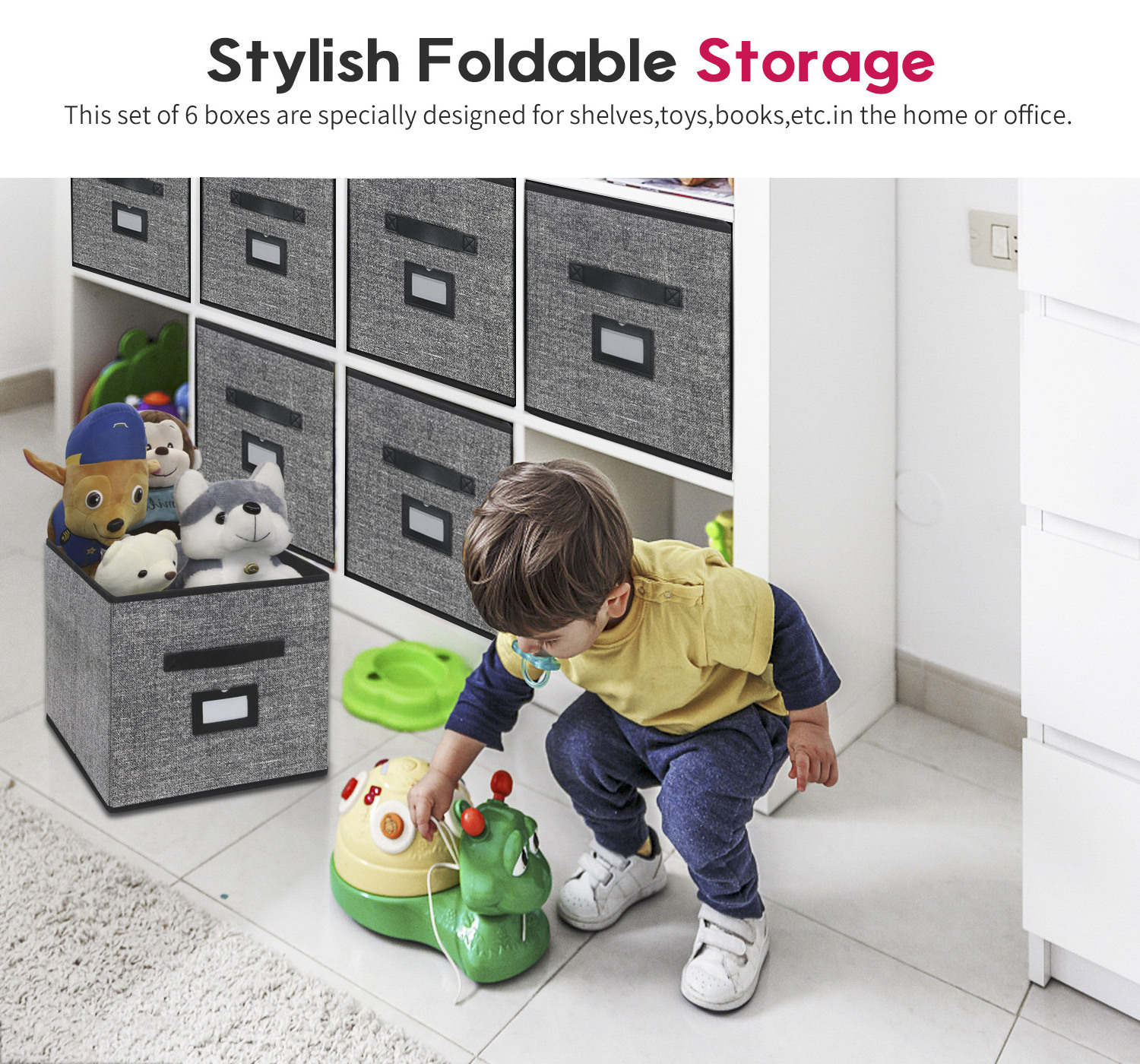 Customized Closet Shelves Storage Basket Bins for Organization Cube Storage Organizer 6 Pack