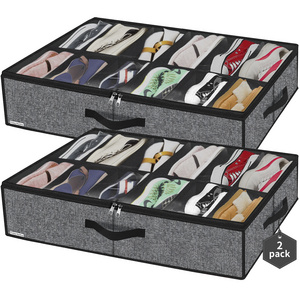 Friday Monkey Wholesale Cheap Shoes Bins Organizer 2 Pack 2 Shoes (12+12 Cells) Cotton-like Black, ZMBCUBSB2P