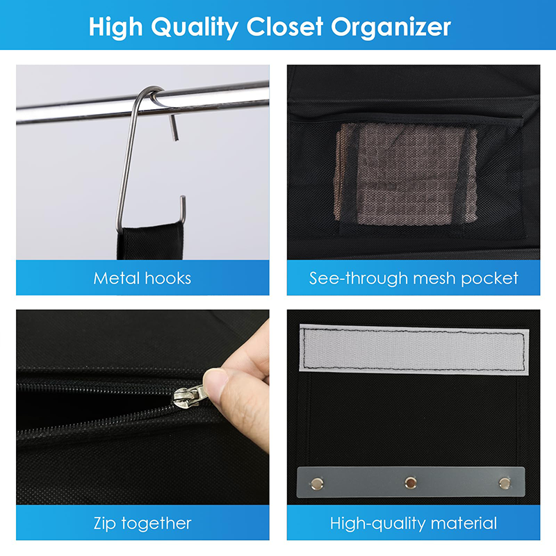 High Quality Foldable Fabric Hanging Closet Organizer Storage Bag Hanging Shelves Clothes Storage Box