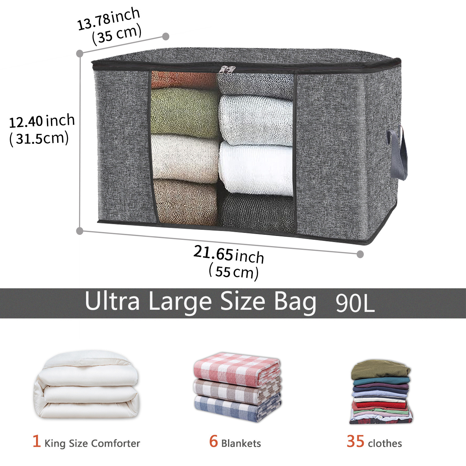 Custom Closet Organizers Under Bed Storage Folding Clothes Blanket Quilt Storage Containers 3 Pack